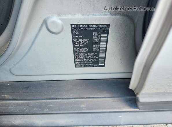 KNMAT2MV2JP570488 2018 NISSAN ROGUE Серебряный Вид наклейки с VIN-кодом