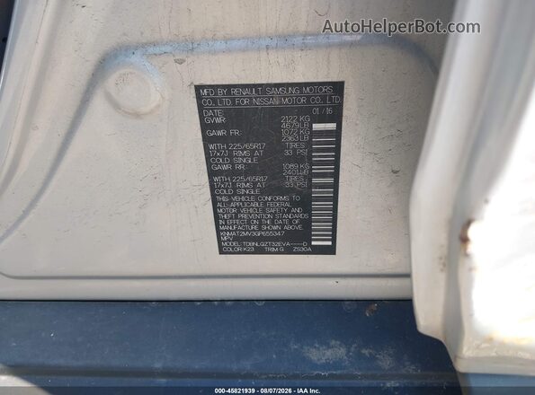 KNMAT2MV3GP655347 2016 NISSAN ROGUE Silver ძრავის განყოფილების ხედი