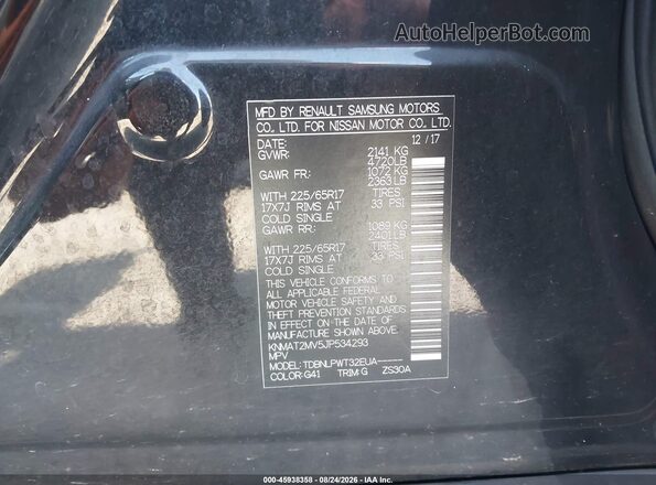 KNMAT2MV5JP534293 2018 NISSAN ROGUE Black Շարժիչի բաժամունքի տեսք