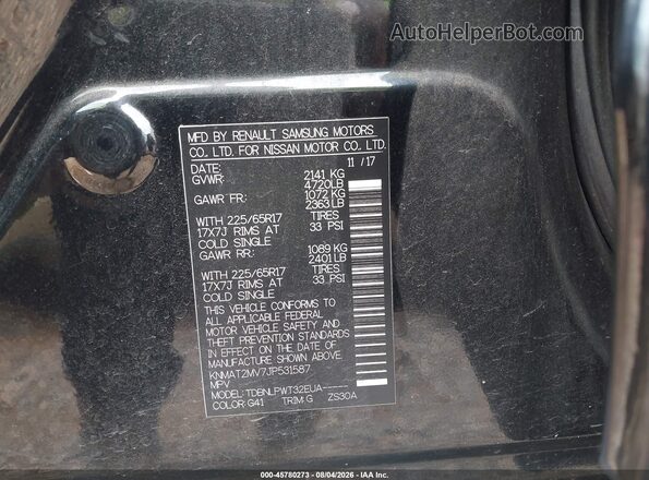 KNMAT2MV7JP531587 2018 NISSAN ROGUE Black Engine compartment view