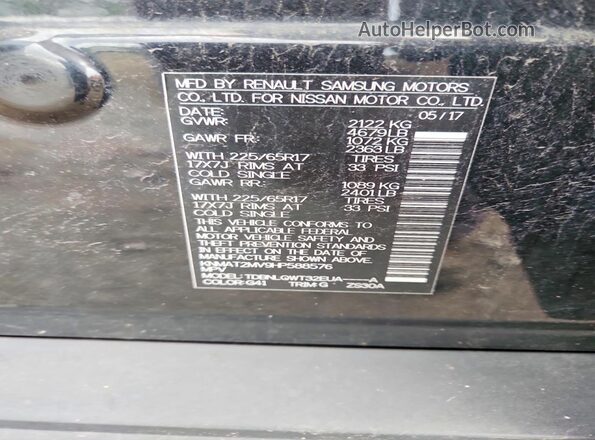 KNMAT2MV9HP588576 2017 NISSAN ROGUE Black VIN sticker view