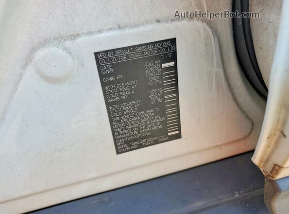 KNMAT2MVXJP531616 2018 NISSAN ROGUE White VIN კოდის სტიკერის ხედი