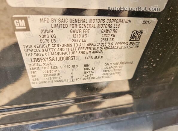 LRBFX1SA1JD008571 2018 BUICK ENVISION Black Engine compartment view