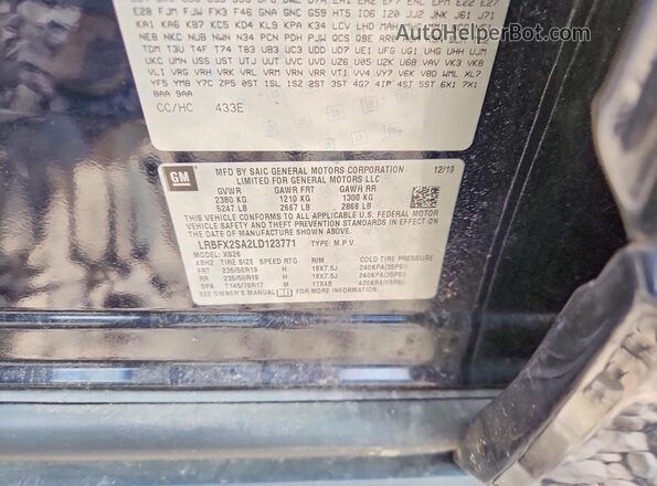 LRBFX2SA2LD123771 2020 BUICK ENVISION Blue Вид наклейки з VIN-кодом