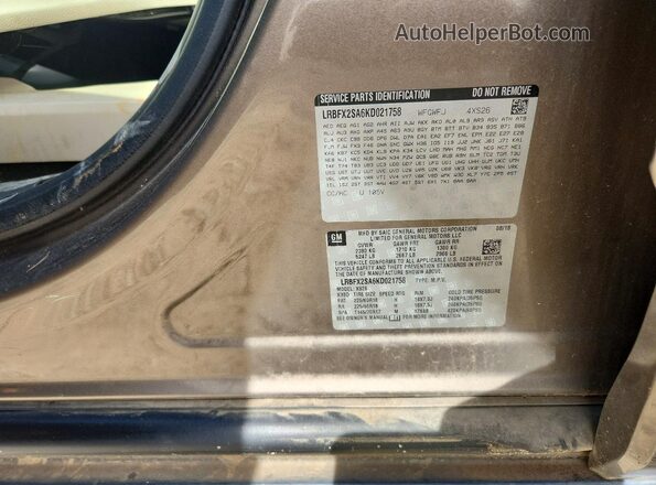 LRBFX2SA6KD021758 2019 BUICK ENVISION Желто-коричневый Вид наклейки с VIN-кодом