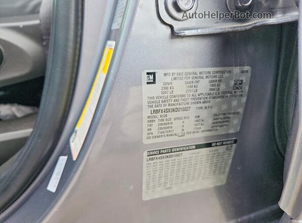 LRBFX4SX0KD010027 2019 BUICK ENVISION Silver Панорамний вид салону 360°