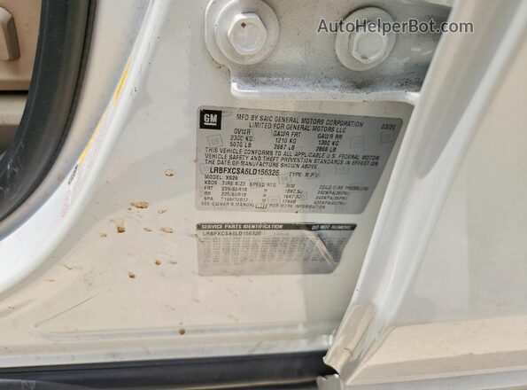 LRBFXCSA6LD156326 2020 BUICK ENVISION White VIN კოდის სტიკერის ხედი