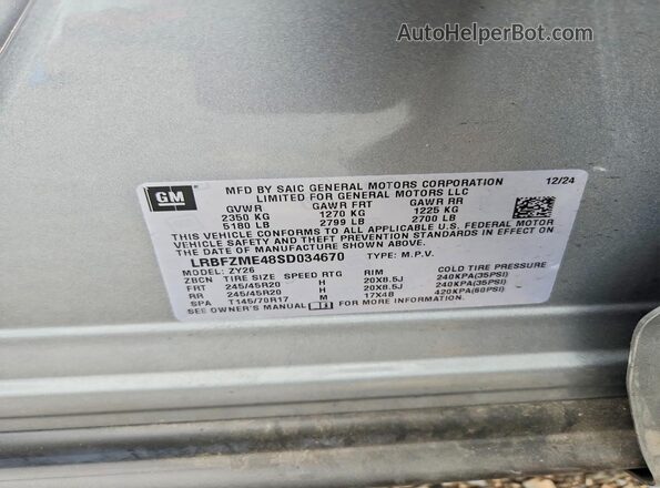 LRBFZME48SD034670 2025 BUICK ENVISION Silver Вид наклейки з VIN-кодом