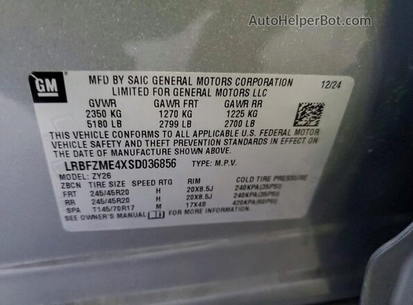 LRBFZME4XSD036856 2025 BUICK ENVISION Silver VIN sticker view