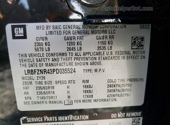 LRBFZNR43PD035524 2023 BUICK ENVISION Black ძრავის განყოფილების ხედი