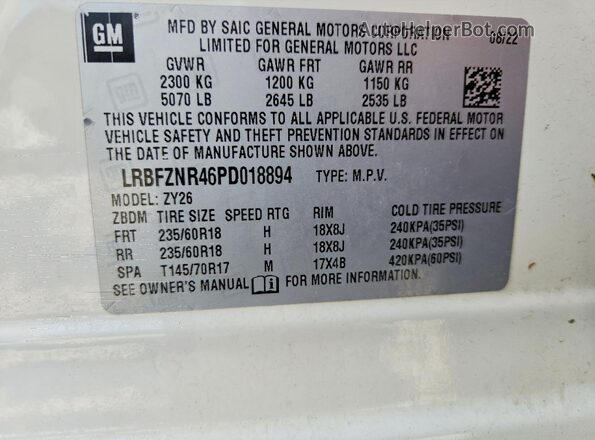 LRBFZNR46PD018894 2023 BUICK ENVISION White ძრავის განყოფილების ხედი