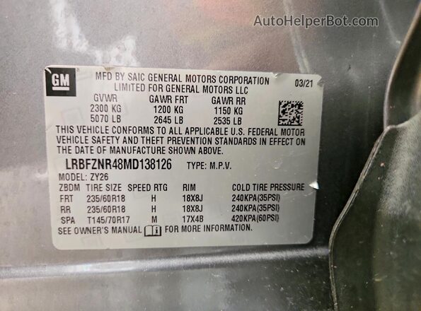 LRBFZNR48MD138126 2021 BUICK ENVISION Silver Widok komory silnika