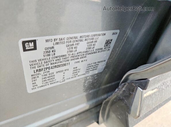 LRBFZPE42RD059611 2024 BUICK ENVISION Gray 360 interior view