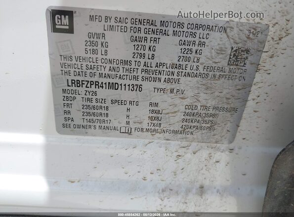 LRBFZPR41MD111376 2021 BUICK ENVISION White Engine compartment view