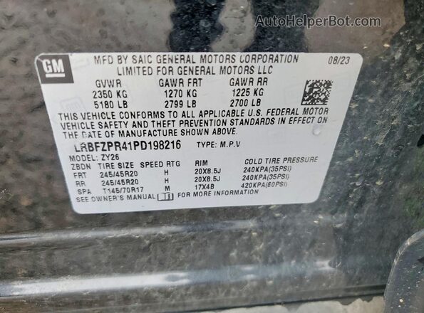 LRBFZPR41PD198216 2023 BUICK ENVISION Black Вид наклейки з VIN-кодом