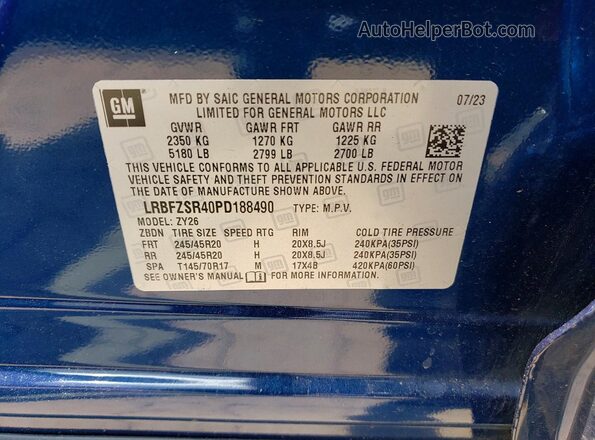 LRBFZSR40PD188490 2023 BUICK ENVISION Blue სალონის 360-გრადუსიანი ხედი