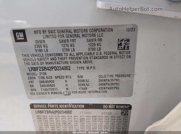 LRBFZSR42PD234062 2023 BUICK ENVISION White Շարժիչի բաժամունքի տեսք