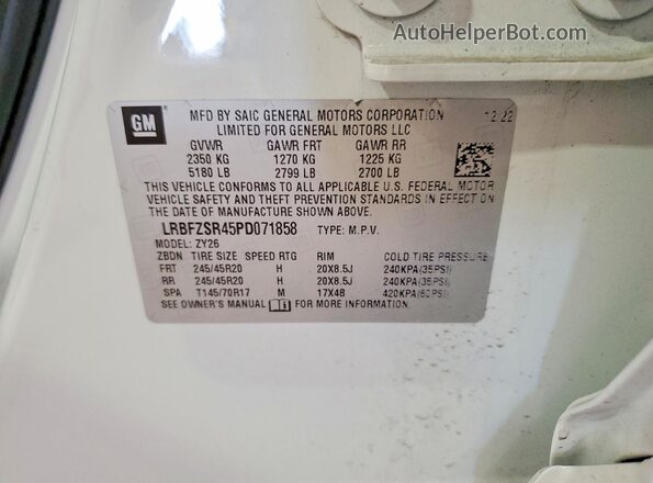 LRBFZSR45PD071858 2023 BUICK ENVISION White 360 interior view