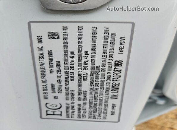 LRW3E1FA0PC871958 2023 TESLA MODEL Белый Вид подкапотного пространства