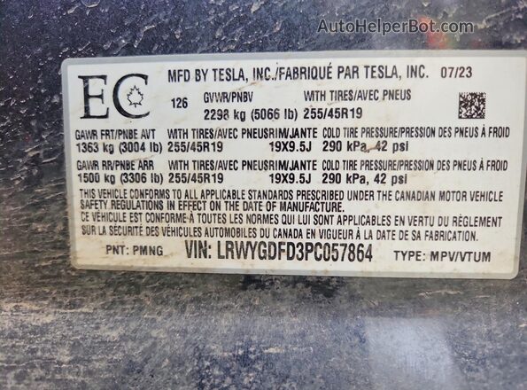 LRWYGDFD3PC057864 2023 TESLA MODEL Charcoal Engine compartment view