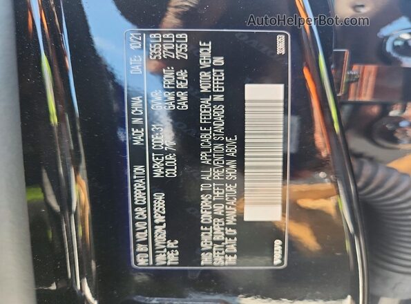 LVY062ML1NP256640 2022 VOLVO S90 Black Vista de la etiqueta del VIN