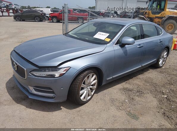 LVY992MLXJP004748 2018 VOLVO S90 Blue Առջևի ձախ երեք քառորդ տեսարան
