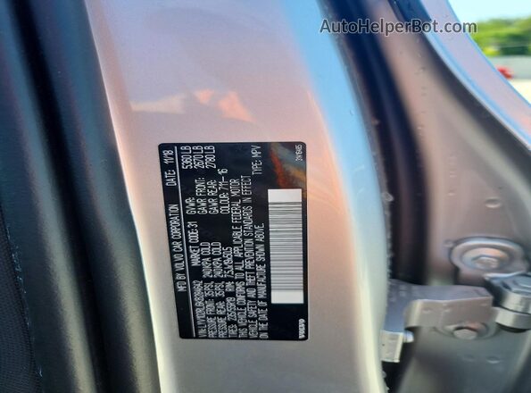 LYV102RL6KB284642 2019 VOLVO XC60 Silver Vista de la etiqueta del VIN