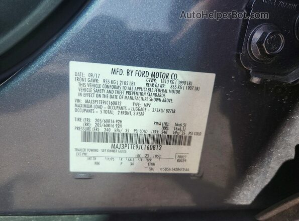 MAJ3P1TE9JC160812 2018 FORD ECOSPORT Gray Engine compartment view
