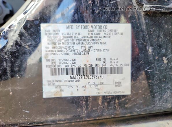 MAJ3S2FE9LC393270 2020 FORD ECOSPORT Black Вид підкапотного простору