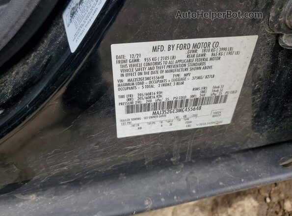 MAJ3S2GE3MC455648 2021 FORD ECOSPORT Black Widok naklejki z numerem VIN