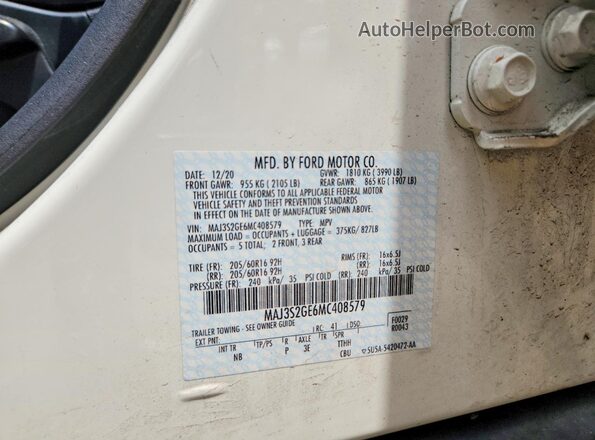 MAJ3S2GE6MC408579 2021 FORD ECOSPORT Белый Вид подкапотного пространства