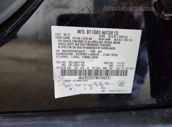 MAJ3S2GE7MC436231 2021 FORD ECOSPORT Black 