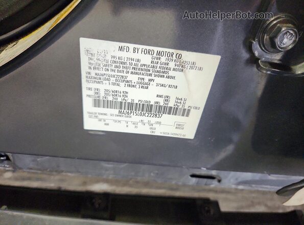 MAJ6P1SL0JC222837 2018 FORD ECOSPORT Gray Widok komory silnika