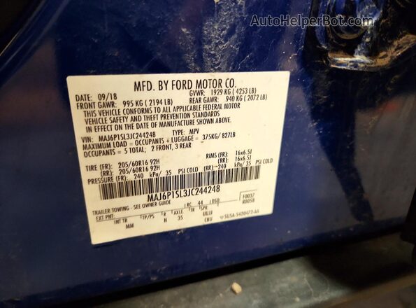 MAJ6P1SL3JC244248 2018 FORD ECOSPORT Blue Widok komory silnika
