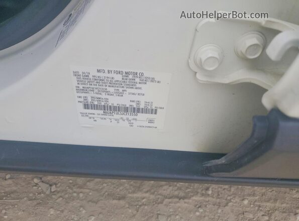 MAJ6P1UL5JC213550 2018 FORD ECOSPORT Белый Вид наклейки с VIN-кодом