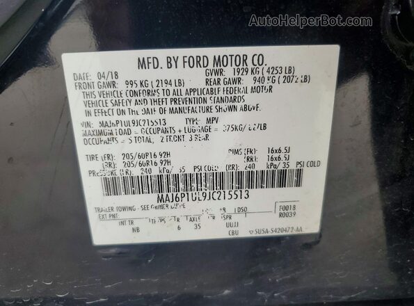 MAJ6P1UL9JC215513 2018 FORD ECOSPORT Black VIN կոդի պիտակի տեսք