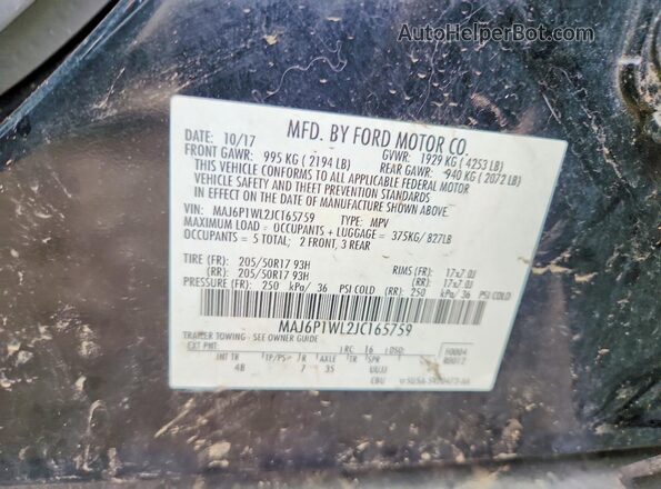 MAJ6P1WL2JC165759 2018 FORD ECOSPORT Black Widok komory silnika