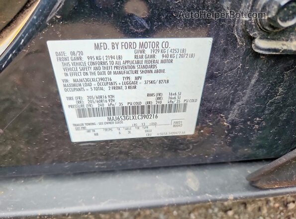 MAJ6S3GLXLC390216 2020 FORD ECOSPORT Black Widok komory silnika