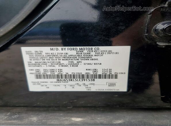 MAJ6S3KL5LC391538 2020 FORD ECOSPORT Black Շարժիչի բաժամունքի տեսք