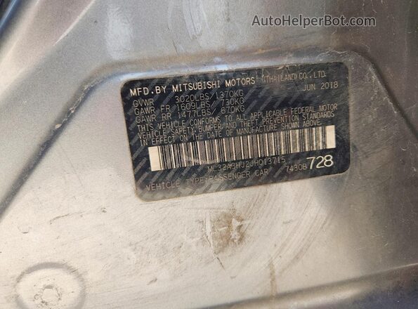 ML32A3HJ2JH013715 2018 MITSUBISHI MIRAGE Silver Vista de la etiqueta del VIN