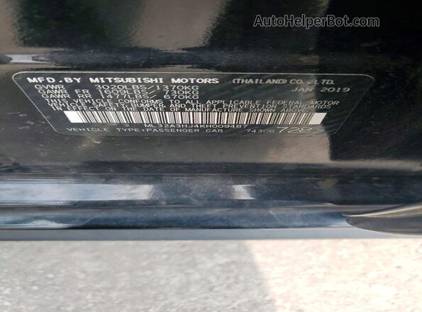 ML32A3HJ4KH009487 2019 MITSUBISHI MIRAGE Black Vista del compartimento del motor