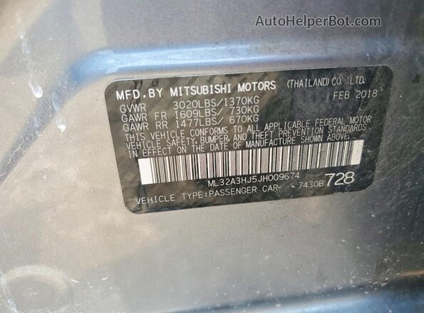 ML32A3HJ5JH009674 2018 MITSUBISHI MIRAGE Silver Вид підкапотного простору