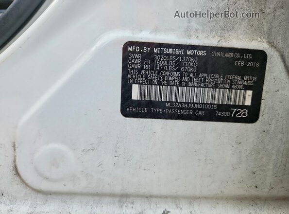 ML32A3HJ9JH010018 2018 MITSUBISHI MIRAGE White Engine compartment view