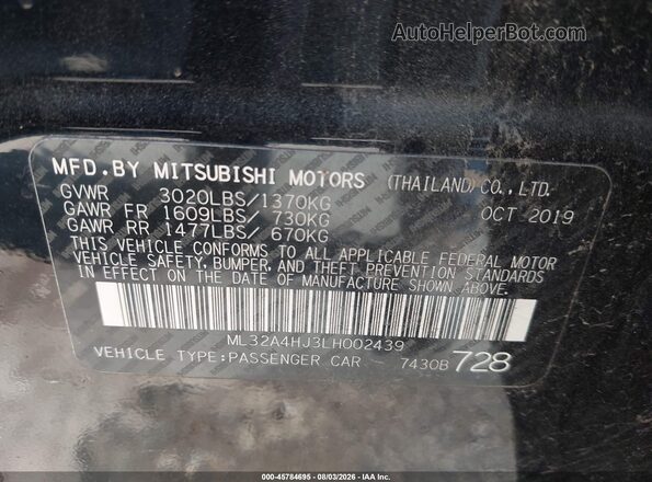 ML32A4HJ3LH002439 2020 MITSUBISHI MIRAGE Black Շարժիչի բաժամունքի տեսք