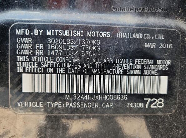 ML32A4HJXHH005636 2017 MITSUBISHI MIRAGE Blue Widok komory silnika