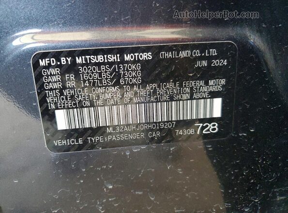 ML32AUHJ0RH019207 2024 MITSUBISHI MIRAGE Gray Vista del compartimento del motor