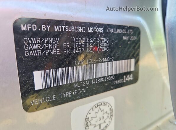 ML32AUHJ1RH013660 2024 MITSUBISHI MIRAGE Silver Շարժիչի բաժամունքի տեսք