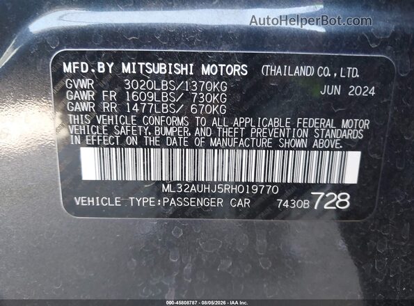 ML32AUHJ5RH019770 2024 MITSUBISHI MIRAGE Gray Շարժիչի բաժամունքի տեսք