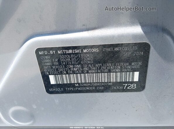 ML32AUHJ5RH030798 2024 MITSUBISHI MIRAGE Silver ძრავის განყოფილების ხედი