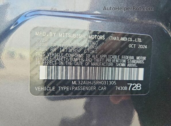 ML32AUHJ5RH031305 2024 MITSUBISHI MIRAGE Charcoal Widok komory silnika